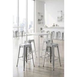 Presentes Miguel Pack 4 Bancos Torix Altos 76 cm - Cinza metalizado