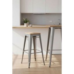 Presentes Miguel Banco Torix Alto Madeira Natural 76 cm - Cinza metalizado