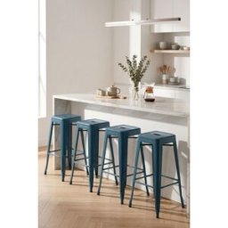 Presentes Miguel Pack 4 Bancos Torix Altos 76 cm - Azul Petróleo