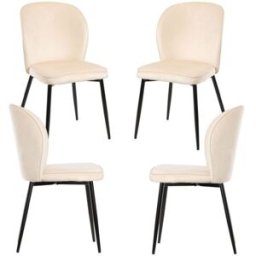 Presentes Miguel Pack 4 Cadeiras Teile Veludo - Beige