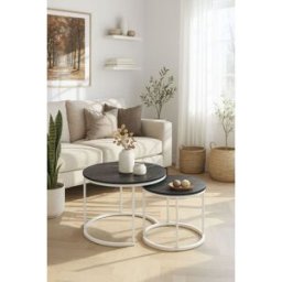 Presentes Miguel Conjunto de 2 mesas Renty Center 80 - 48 cm - Mármore Preto