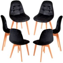 Presentes Miguel Pack 6 Cadeiras Kelen Veludo - Preto