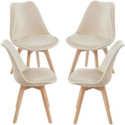 Presentes Miguel Pack 4 Cadeiras Synk Veludo - Beige