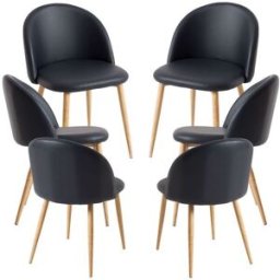 Presentes Miguel Pack 6 Cadeiras Vint Couro Sintético - Preto