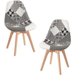 Presentes Miguel Pack 2 Cadeiras Synk Patchwork - Patchwork branco e preto