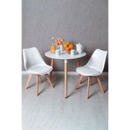 Presentes Miguel Conjunto Mesa Tower Redonda 80 cm Branca e Pack 2 Cadeiras Synk Basic - Branco