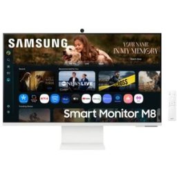 Smart Monitor Samsung M8 M80F S32FM801UU 32"/ 4K/ Multimedia/ Regulable en altura/ Smart TV/ Webcam/ Blanco (LS32FM801UUXDU)