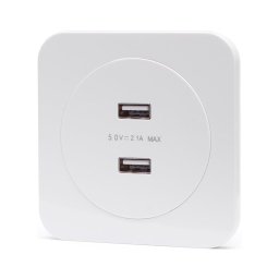 Aigostar - Tomada USB de alimentação com moldura, 2x USB-A, branca