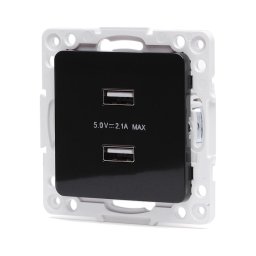 Aigostar - tomada USB sem moldura 2x USB-A preta