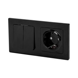 Aigostar - Interruptor duplo n.º 6 e tomada SCHUKO 230V com moldura preta