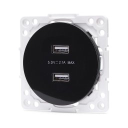Aigostar - Tomada de alimentação USB sem moldura 2x USB-A, preta