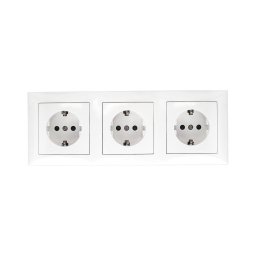 Aigostar - Tomada tripla doméstica com moldura SCHUKO 230V branca