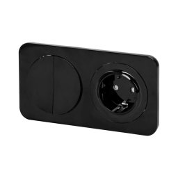 Aigostar - Interruptor duplo n.º 6+6 e tomada SCHUKO 230 V com moldura preta