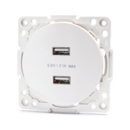 Aigostar - Tomada USB sem moldura, 2x USB-A, branca