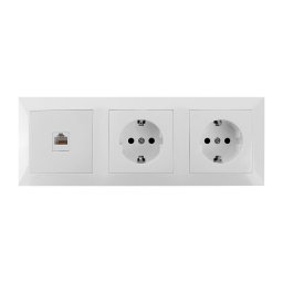 Aigostar - Tomada Ethernet e 2x tomadas SCHUKO com moldura branca