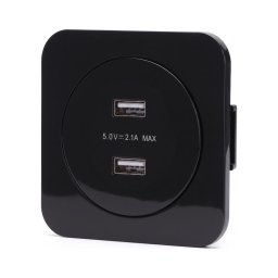 Aigostar - Tomada de alimentação USB com moldura, 2x USB-A, preta
