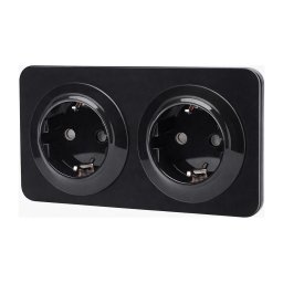 Aigostar - Tomada residencial com moldura, 2x SCHUKO 250V/16A, preta