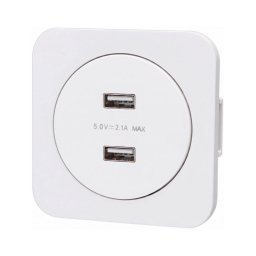 Aigostar - Tomada de alimentação USB com moldura 2x USB-A branca