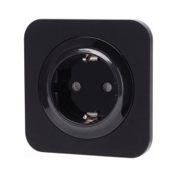 Aigostar - Tomada doméstica com moldura SCHUKO 250V/16A preta