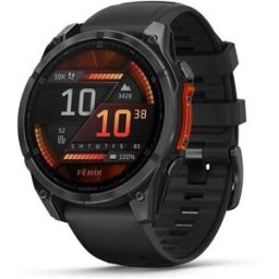 Garmin Fenix 8 Bluetooth GPS NFC 47mm AMOLED Cinzento com Correia Preta Tamanho Único Resistente à Água 10ATM