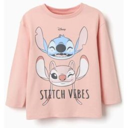 Disney T-shirt de manga comprida Stitch Vibes para menina, rosa-claro Rosa 9-10 Years