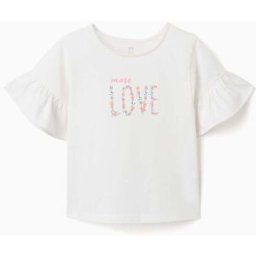 ZIPPY T-shirt de algodão com estampado More Love para menina, branco Beige 11-12 Years