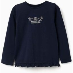 ZIPPY T-shirt de manga comprida com base com folhos para menina, azul-marinho Azul 9-10 Years