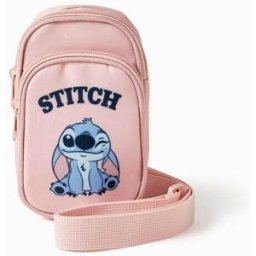 Disney Bolsa para telemóvel com estampado Stitch para menina, rosa-claro Rosa XS