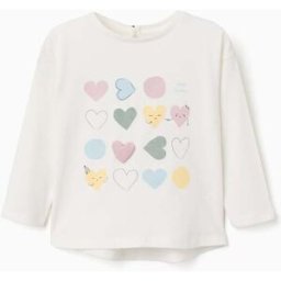 ZIPPY T-shirt de manga comprida com corações estampados para bebé menina, branco Branco 18-24 Months
