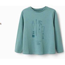 ZIPPY T-shirt de manga comprida Art and Nature para menina, azul-esverdeado Verde 11-12 Years
