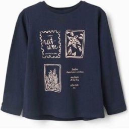 ZIPPY T-shirt de manga comprida Art and Nature para menina, azul-marinho Azul 11-12 Years