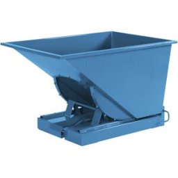 eurokraft basic Recipiente basculante , azul, volume 300 l, Recipiente basculante, azul, volume 300 l. Função basculante automática e manual. Placa de pressão com mola no chassi rolante. Aumenta a segurança, uma vez que não há necessidade de sair da empil