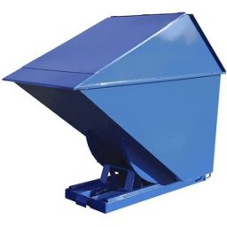 eurokraft basic Contentor basculante com tampa alta , azul, volume 1700 l, Contentor basculante com tampa alta, azul, volume 1700 l. Função basculante automática e manual. Placa de pressão com mola no chassi rolante. Maximizar o volume com a tampa do reci