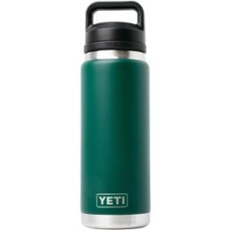 Yeti Rambler Bottle 26oz Chug Cap, Black Forest Green, garrafa térmica com bico, 769 ml