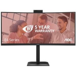 AOC CU34E4CW - Monitor LED - curvo - USB - 34" - 3440 x 1440 UWQHD - VA - 350 cd/m² - 3500:1 - HDR10 - 4 ms - 2xHDMI, DisplayPort - altifalantes - preto