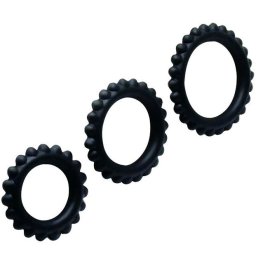 Conjunto De Baile Titan 3Pcs Cock Ring Preto 2.8 + 2.4 + 1.9 Cm