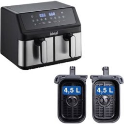 Fritadeira Dupla Ideal Air Fryer 9L 2000W (Preto) - ELDOM