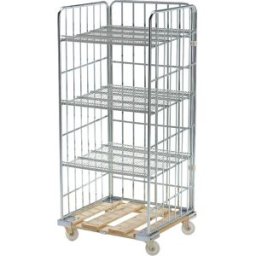 kaiserkraft Estante móvel, plataforma rolante em madeira, placa natural, Estante móvel, plataforma rolante em madeira, placa natural. Prateleiras com 20° de inclinação para a frente para enchimento e remoção simples. A galvanização oferece uma maior prote