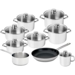 Conjunto de Cozinha Low Cost Essential Glass em Aço Inoxidável (9 Peças) - SILAMPOS