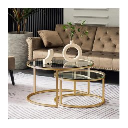 CONJUNTO 2x Mesa de centro BELARUS dourada