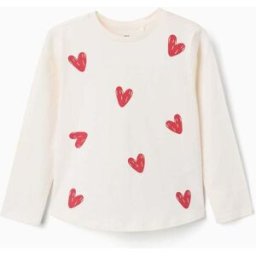 ZIPPY T-shirt de manga comprida com corações para menina, branco/vermelho Branco 3-4 Years