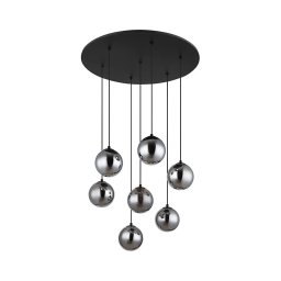 Globo 56133-7H - Candeeiro suspenso LED RIHA 7xG9/3,5W/230V fumado/preto