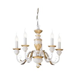 Ideal Lux - Candeeiro suspenso FIRENZE 5xE14/40W/230V diâmetro 55 cm branco/dourado