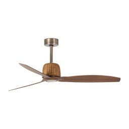 FARO 33436WT - Ventilador de teto WEAVER M Ø 128 cm castanho/latão Wi-Fi Tuya + comando remoto