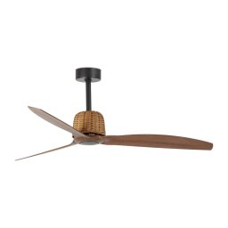 FARO 33435WT - Ventilador de teto WEAVER M Ø 128 cm castanho/preto Wi-Fi Tuya + telecomando