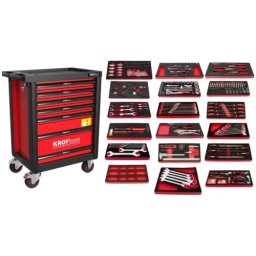 Carro de Ferramentas Vermelho KROFTOOLS 7 Gavetas 257 Peças