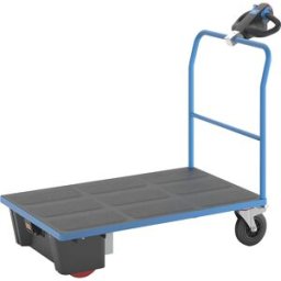 eurokraft pro Carro de plataforma com acionamento elétrico , varão de empurrar em tubo, CxLxA 1570 x 800 x 1300 mm, pneus de borracha maciça, Carro de plataforma com acionamento elétrico, varão de empurrar em tubo, CxLxA 1570 x 800 x 1300 mm, pneus de bor