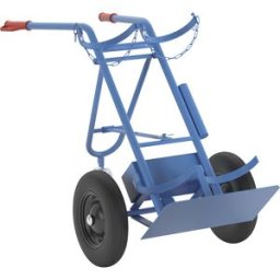 eurokraft pro Carro para garrafas de gás e de aço , para 2 garrafas em aço, capacidade 40 / 50 l, com roda de apoio, pneus de borracha maciça, Carro para garrafas de gás e de aço, para 2 garrafas em aço, capacidade 40 / 50 l, com roda de apoio, pneus de b