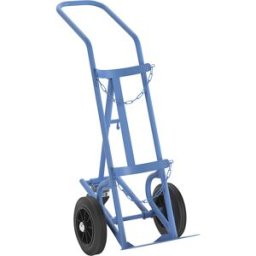 eurokraft pro Carro para garrafas de gás e de aço , para garrafa em aço até Ø 285 mm, até altura de 1,2 m, com roda de apoio, pneus de borracha maciça, Carro para garrafas de gás e de aço, para garrafa em aço até Ø 285 mm, até altura de 1,2 m, com roda de