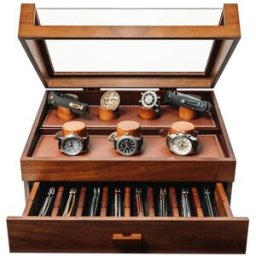 Holme & Hadfield The Collective L-COMBODECK Walnut, expositor modular para canivetes, relógios e moedas